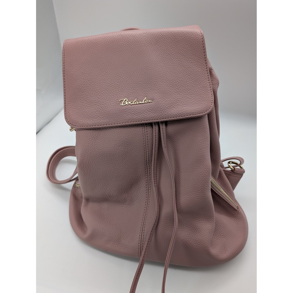 Bostanten Dusty Rose Pebbled Faux Leather Backpack Purse  Magnetic Flap Drawstr